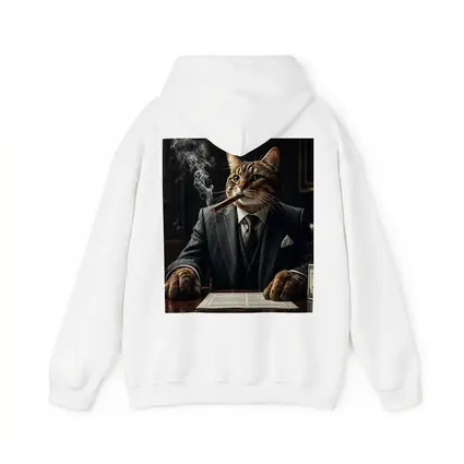 Mafia Boss Cat Smoking Cigar Dark Room