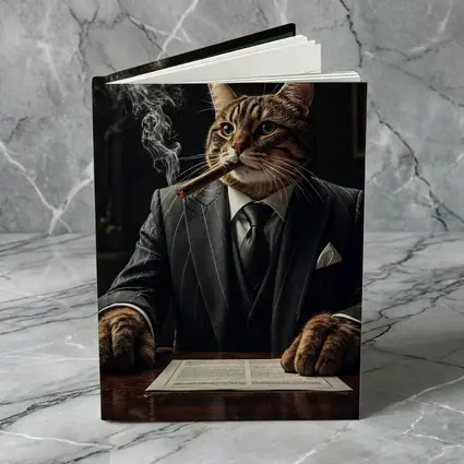 Mafia Boss Cat Smoking Cigar Dark Room