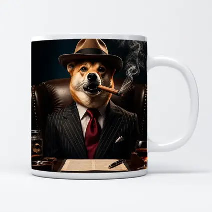 Mafia Boss Shiba Inu Dog Dark Office