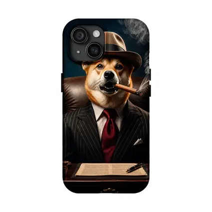 Mafia Boss Shiba Inu Dog Dark Office