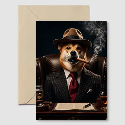 Mafia Boss Shiba Inu Dog Dark Office