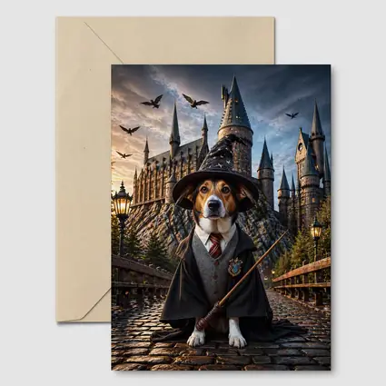 Beagle Wizard Dog at Hogwarts Castle