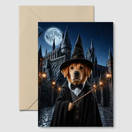 Golden Retriever Wizard Dog Castle Night