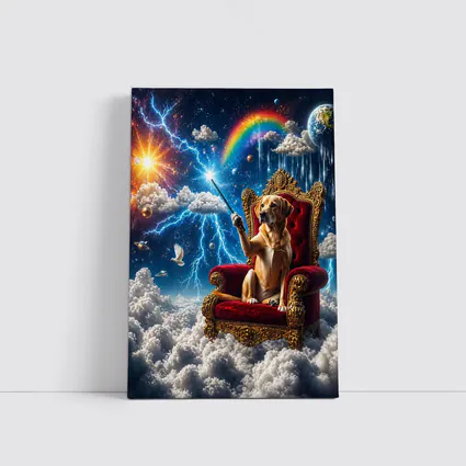 Labrador Dog on Royal Throne Cosmic Sky