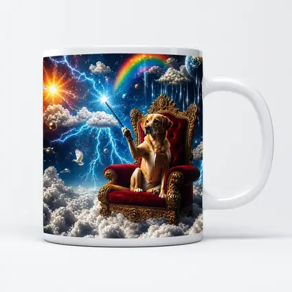 Labrador Dog on Royal Throne Cosmic Sky