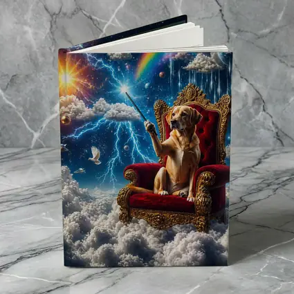 Labrador Dog on Royal Throne Cosmic Sky