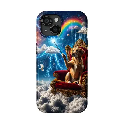 Labrador Dog on Royal Throne Cosmic Sky