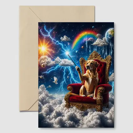 Labrador Dog on Royal Throne Cosmic Sky