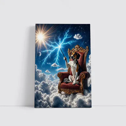 Beagle Dog Wizard Throne Sky Lightning