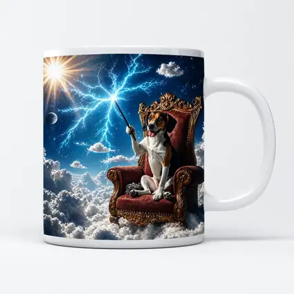 Beagle Dog Wizard Throne Sky Lightning