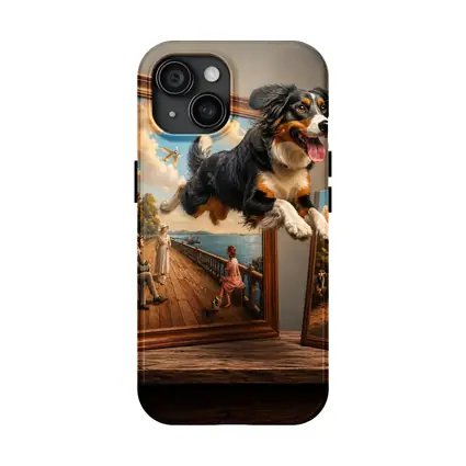 Bernese Mountain Dog Leaping From Classic Painting
