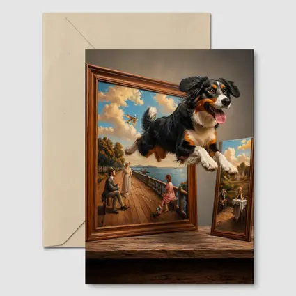 Bernese Mountain Dog Leaping From Classic Painting