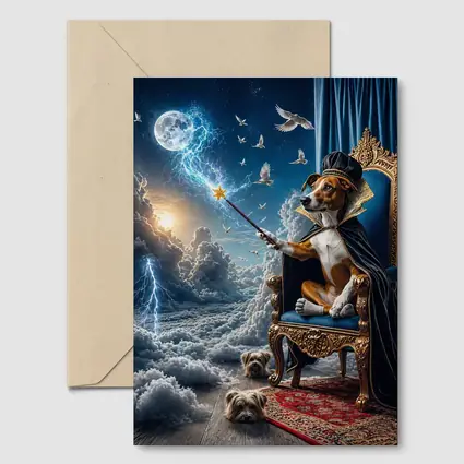 Wizard Dog King Commanding Lightning Storm