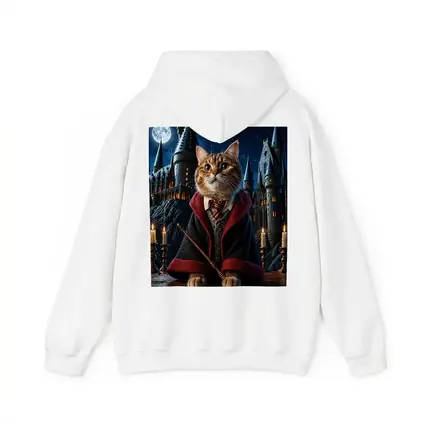 Wizard Cat in Hogwarts Castle Night