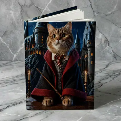 Wizard Cat in Hogwarts Castle Night