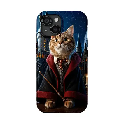 Wizard Cat in Hogwarts Castle Night