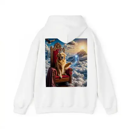 Golden Retriever King Throne Magical Clouds Fantasy