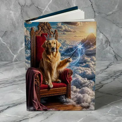 Golden Retriever King Throne Magical Clouds Fantasy