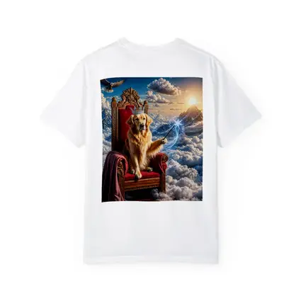 Golden Retriever King Throne Magical Clouds Fantasy