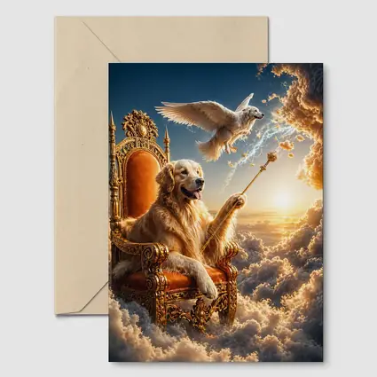 Golden Retriever King Ruling Heavenly Clouds
