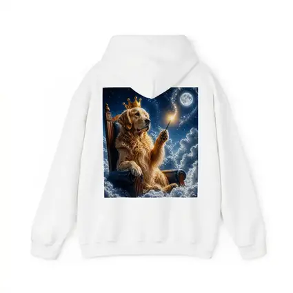 Golden Retriever King Throne Clouds Night Sky