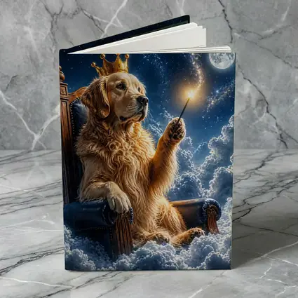Golden Retriever King Throne Clouds Night Sky