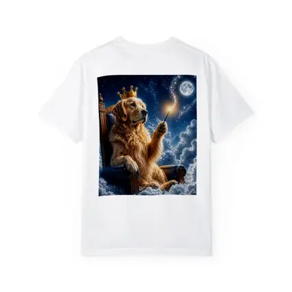 Golden Retriever King Throne Clouds Night Sky