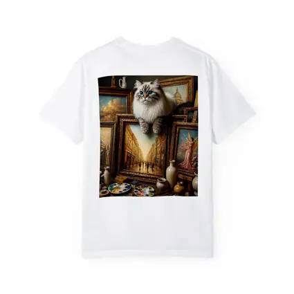 Ragdoll Cat Perched Among Classical Oil Paintings
