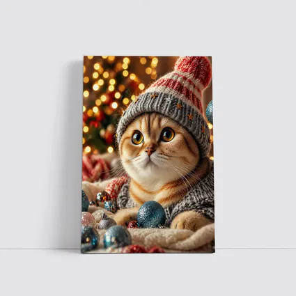 Scottish Fold Cat Christmas Holiday Knit Hat