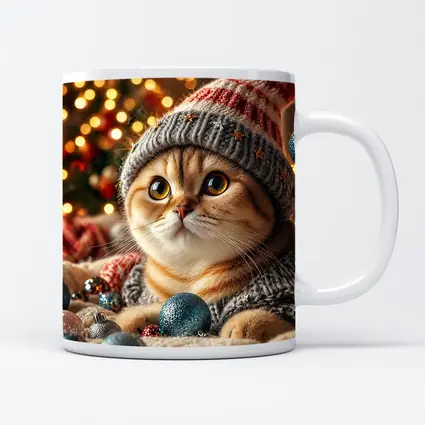 Scottish Fold Cat Christmas Holiday Knit Hat