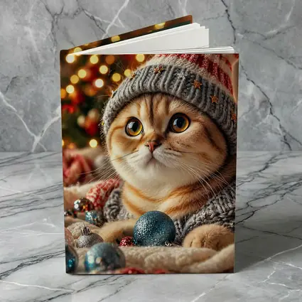 Scottish Fold Cat Christmas Holiday Knit Hat