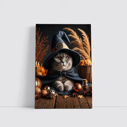 Scottish Fold Witch Hat Halloween Autumn Setting