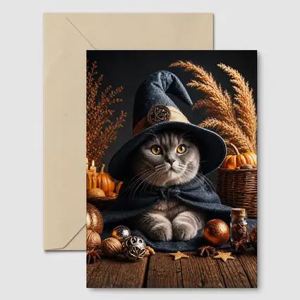 Scottish Fold Witch Hat Halloween Autumn Setting