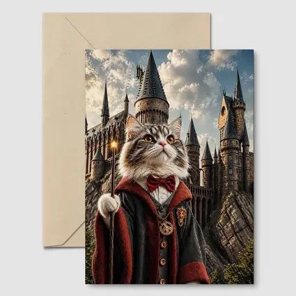 Wizard Cat at Magic Castle Fantasy Art