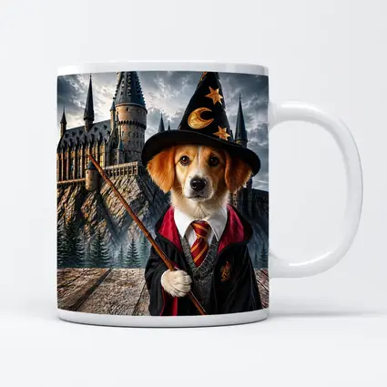 Wizard Dog in Fantasy Castle Setting