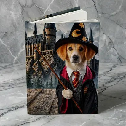 Wizard Dog in Fantasy Castle Setting