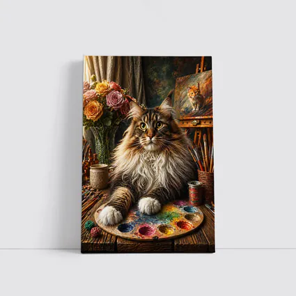 Maine Coon Cat Artist Studio Palette