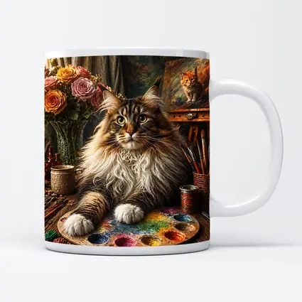 Maine Coon Cat Artist Studio Palette