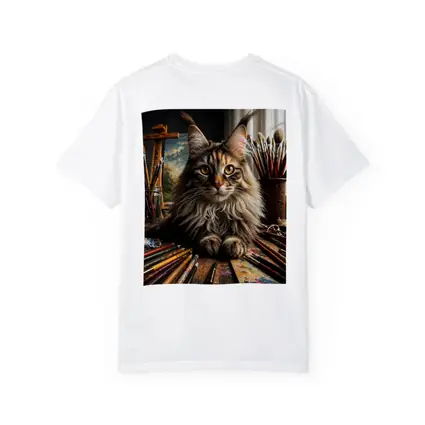 Maine Coon Cat Artist Studio With Brushes