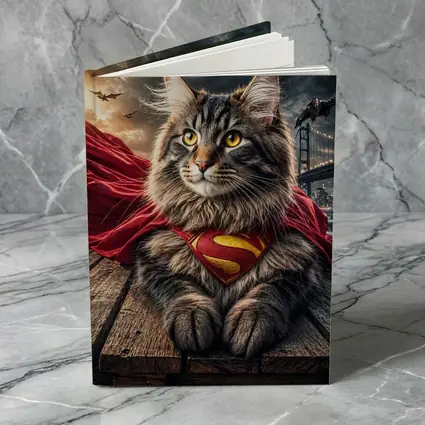 Maine Coon Cat Superman Cape City Night