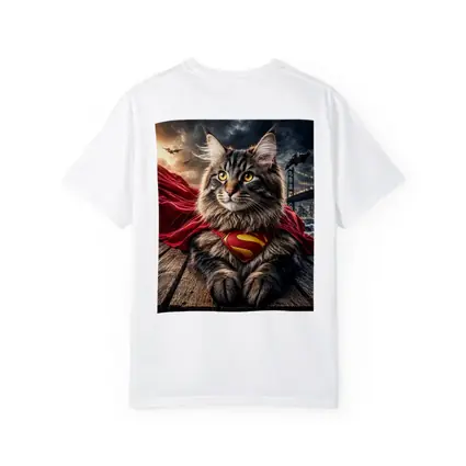 Maine Coon Cat Superman Cape City Night