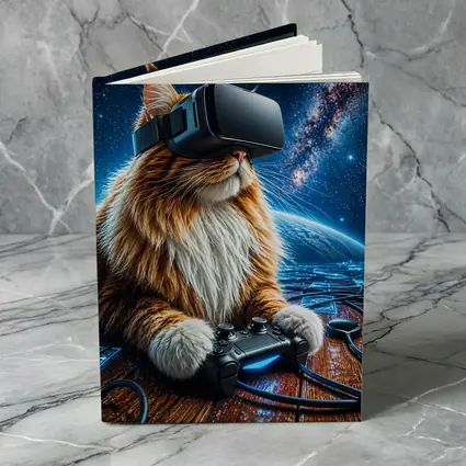 Maine Coon Cat Gaming in Outer Space