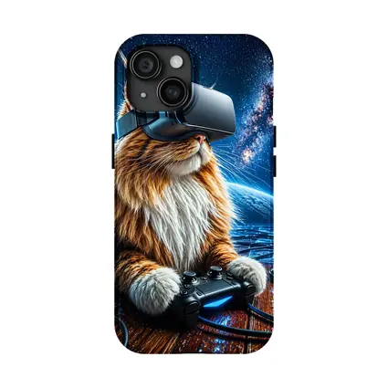 Maine Coon Cat Gaming in Outer Space