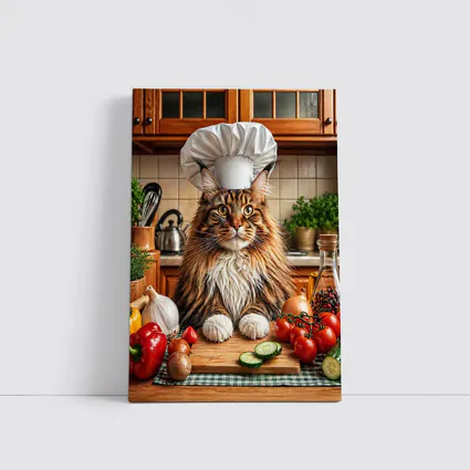 Maine Coon Chef Cat Kitchen Vegetables