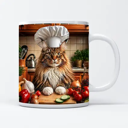 Maine Coon Chef Cat Kitchen Vegetables