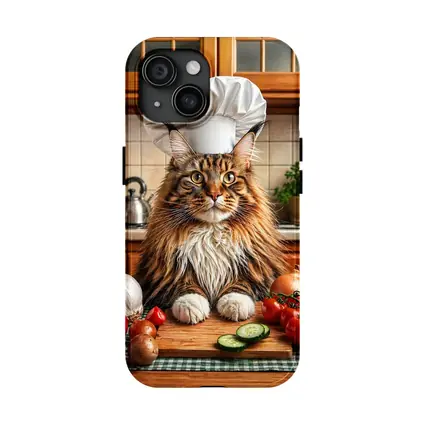 Maine Coon Chef Cat Kitchen Vegetables
