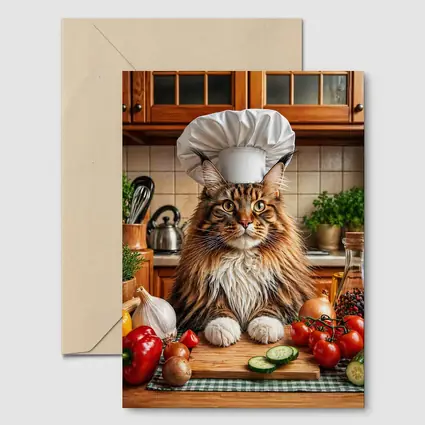 Maine Coon Chef Cat Kitchen Vegetables