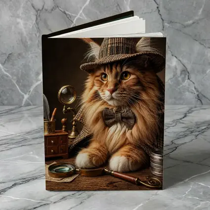 Maine Coon Cat Detective Vintage Mystery Portrait