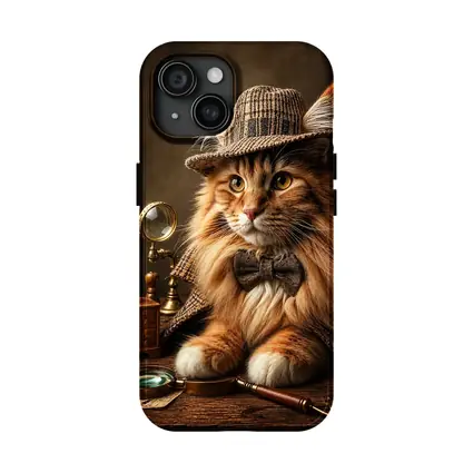 Maine Coon Cat Detective Vintage Mystery Portrait