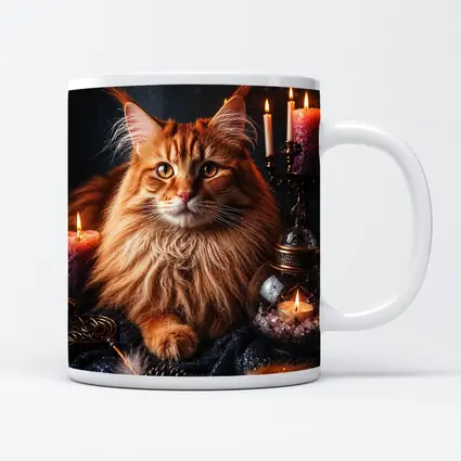 Maine Coon Cat Mystic Candles Crystal Setting